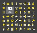 Barbecue and bbq grill icon set on dark background Royalty Free Stock Photo