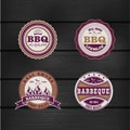 Barbecue BBQ grill logo stamp retro set