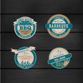 Barbecue BBQ grill logo stamp retro set