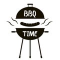 Barbecue black element, BBQ Time Grill icon on white background Royalty Free Stock Photo
