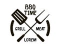 Barbecue black element, BBQ Time Grill icon on white background Royalty Free Stock Photo