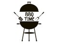 Barbecue black element, BBQ Time Grill icon on white background Royalty Free Stock Photo