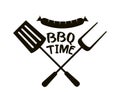 Barbecue black element, BBQ Time Grill icon on white background Royalty Free Stock Photo