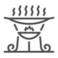 Barbecue brazier line icon, bbq concept, grill sign on white background, Outdoor grill for camping icon in outline style Royalty Free Stock Photo