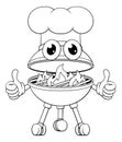 Barbecue Chef Cartoon Mascot Charcoal BBQ Person Royalty Free Stock Photo