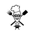 Barbecue Chef Wearing African Mask Mascot