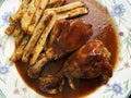 Barbecue Chicken Drumsticks With Baked Fries