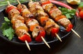 Barbecue, chicken kebab with vegetables Royalty Free Stock Photo