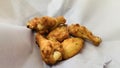 barbecue chicken wings or buffalo wings close up on wooden tray shot with selective focus Royalty Free Stock Photo