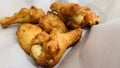 barbecue chicken wings or buffalo wings close up on wooden tray shot with selective focus Royalty Free Stock Photo