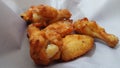 barbecue chicken wings or buffalo wings close up on wooden tray shot with selective focus Royalty Free Stock Photo