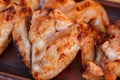 Barbecue chicken wings fried, crispy crust, close-up, selective focus Royalty Free Stock Photo