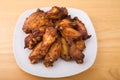 Barbecue Chicken Wings on White Plate Royalty Free Stock Photo