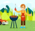 Barbecue cook background nature forest mountains