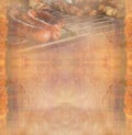 Barbecue with delicious grilled meat ,Abstract vintage frame