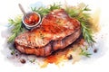 Barbecue dinner food sirloin steak grill red beef meat meal background