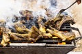 Barbecue dinner. Grilled lamb meat chops. muslim food.