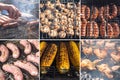 Barbecue dishes are prepared food collage Royalty Free Stock Photo
