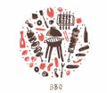 Barbecue emblem with text. Vector design isolated. Royalty Free Stock Photo