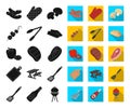 Barbecue and equipment black,flat icons in set collection for design. Picnic and fried food vector symbol stock web Royalty Free Stock Photo