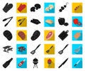 Barbecue and equipment black,flat icons in set collection for design. Picnic and fried food vector symbol stock web Royalty Free Stock Photo