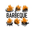 The Barbecue Fest logo set with fire on white