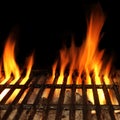 Barbecue Fire Grill Isolated On The Black Background, Close-up Royalty Free Stock Photo