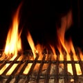 Barbecue Fire Grill Isolated On The Black Background, Close-up Royalty Free Stock Photo