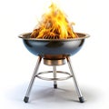 Barbecue fire with old grill isolated on white background Royalty Free Stock Photo