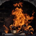 Barbecue with fire Royalty Free Stock Photo
