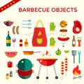 Barbecue and Food Icons Vector Objects set Royalty Free Stock Photo