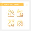Barbecue food pixel perfect gradient linear vector icons set
