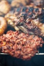 Barbeque grill mixed meat cooking on open air Royalty Free Stock Photo