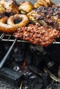 Barbeque grill mixed meat cooking on open air Royalty Free Stock Photo