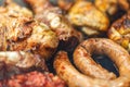 Barbeque grill mixed meat cooking on open air Royalty Free Stock Photo