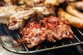 Barbeque grill mixed meat cooking on open air Royalty Free Stock Photo