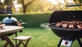 Barbecue in the garden. Grilling meat. Royalty Free Stock Photo