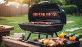 Barbecue in the garden. Grilling meat and vegetables. Royalty Free Stock Photo