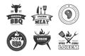 Barbecue, grill, bbq steak house restaurant vintage vector labels, badges, logos and emblems Royalty Free Stock Photo