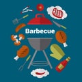 Barbecue grill card, design template. Royalty Free Stock Photo