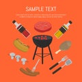 Barbecue grill card, design template. Royalty Free Stock Photo