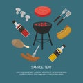 Barbecue grill card, design template. Royalty Free Stock Photo