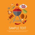 Barbecue grill card, design template. Royalty Free Stock Photo