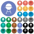 Barbecue grill with cover solid round flat multi colored icons