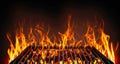 Barbecue grill with fire flames background. Generative ai