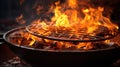 Barbecue grill with fire flames. Empty fire grid Royalty Free Stock Photo