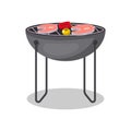 Barbecue grill with grilled fish steak icon