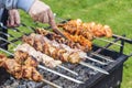 Kebab preparation, check readiness Royalty Free Stock Photo