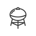 Barbecue grill icon. Cooking food over the fire. Simple linear image. Isolated vector on white background. Royalty Free Stock Photo