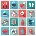 Barbecue and grill icon set